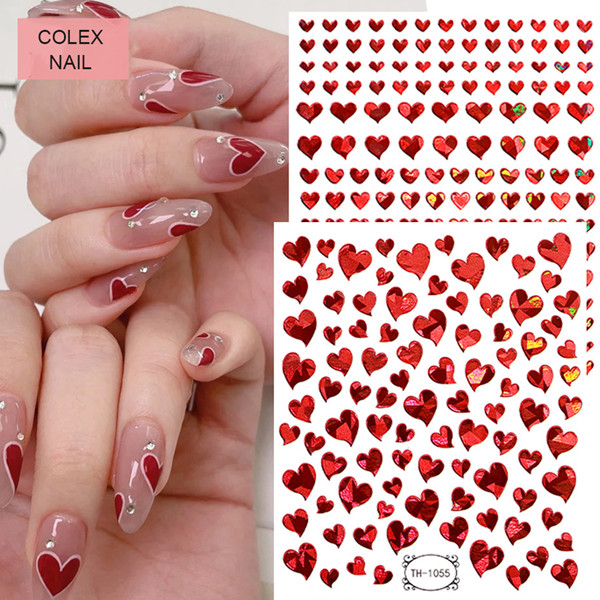 Adesivi per unghie con decorazione per unghie a forma di cuore 2D