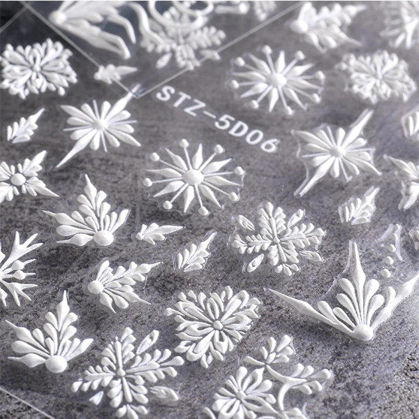 Adesivi per nail art con fiocchi di neve 5D