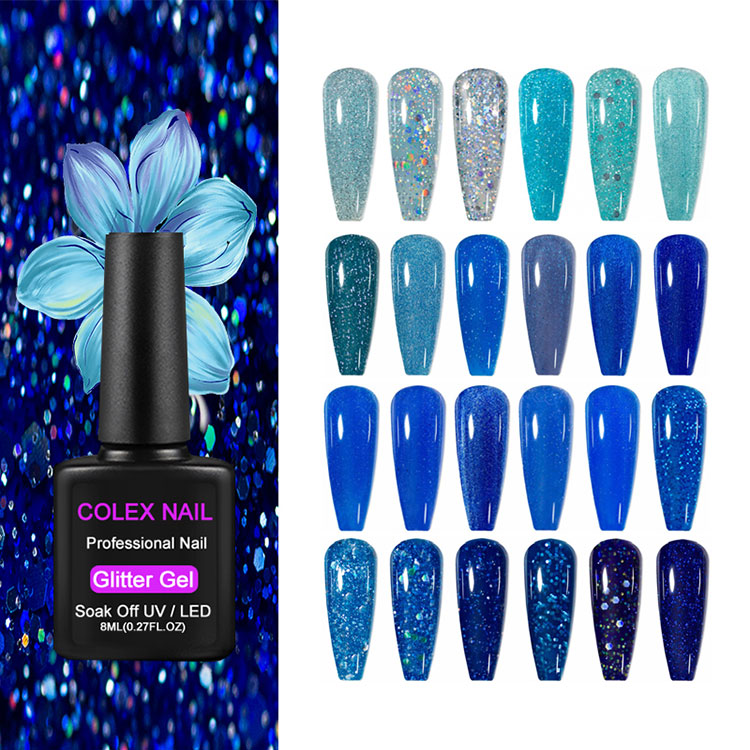 8 ml di smalto per gel glitter blu