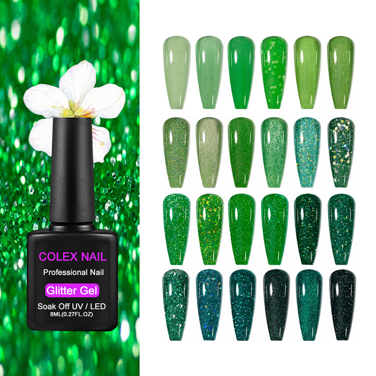 Policone da 8 ml di gel glitter verdi