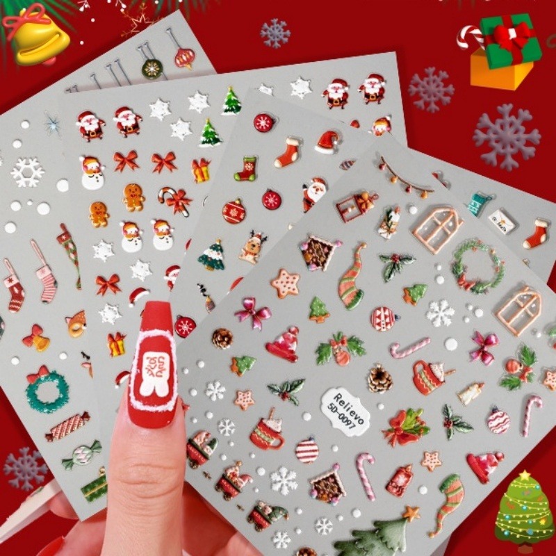 Decalcomanie per adesivi natalizi per nail art