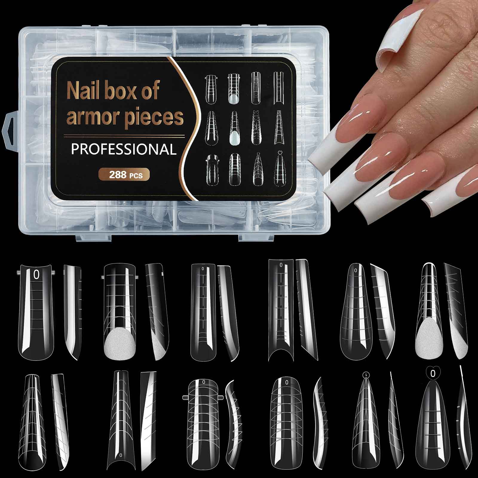 Punte per unghie Dual Nail Forms 12 forme 288 pezzi per gel per unghie poli