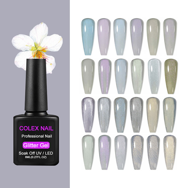 Glossy glitter gel polacco
