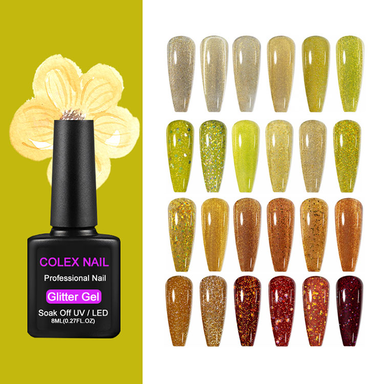 Set di smalto glitter giallo arancione