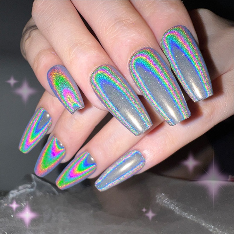 Polvere per unghie a specchio arcobaleno