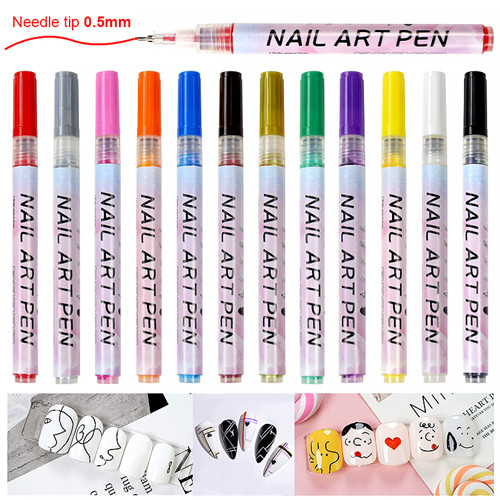 Strumenti per manicure con penna per unghie in plastica impermeabile da 0,5 mm